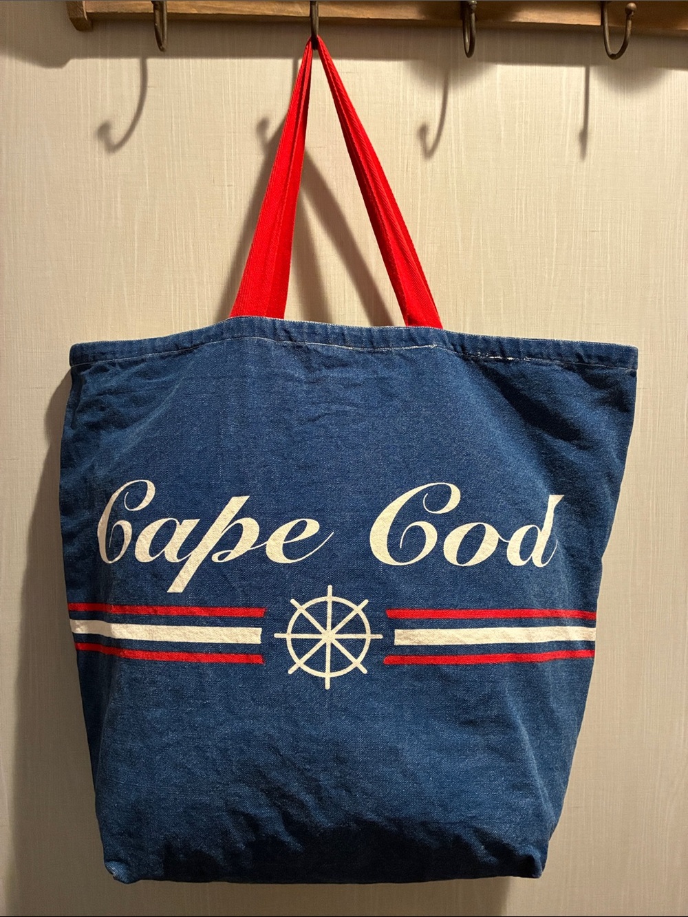 Cape Cod Beach Travel Tote Bag Red, white and Blue